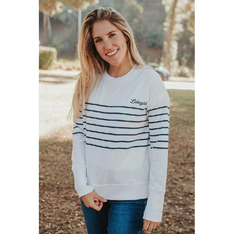 Lakegirl : French Terry Striped Crew Neck