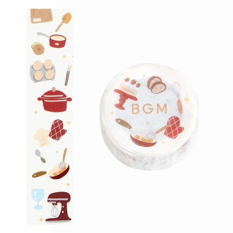 Cute Kawaii BGM Washi / Masking Deco Tape - Bakery Baking Cooking Muffin Kitchen Pot Mixer  - for Scrapbooking Journal Planner Craft