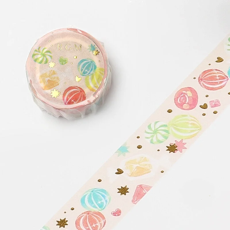 Cute Kawaii BGM Washi / Masking Deco Tape - Candy Sweet Candies Dreamy B - for Scrapbooking Journal Planner Craft