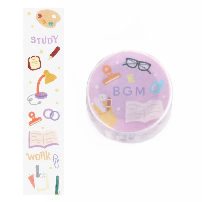 Cute Kawaii BGM Washi / Masking Deco Tape - Busy Study Work School Stationery Note Schedule Student College- for Scrapbooking Journal Planner Craft