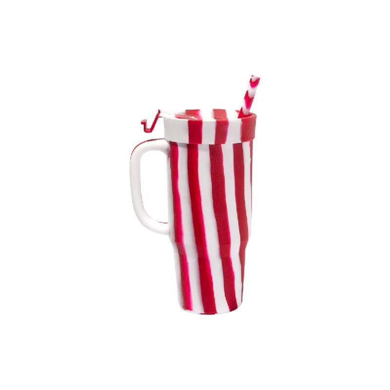 Silipint Silicone 32 oz Candy Cane Collection Humbler (Handled Straw Tumbler)