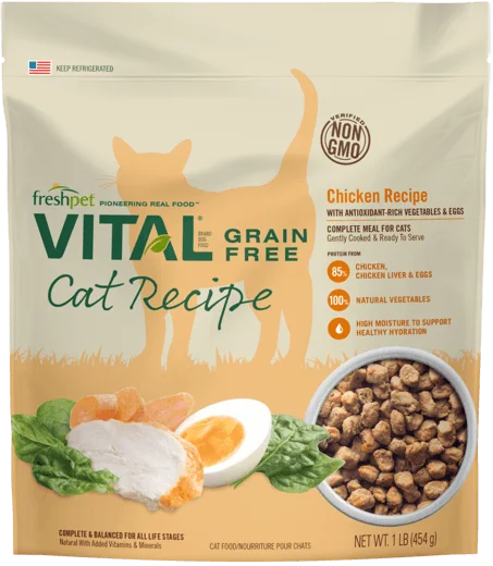 Freshpet Vital Grain Free Chicken Recipe with Antioxidant-Rich Vegetables & Eggs for Cats