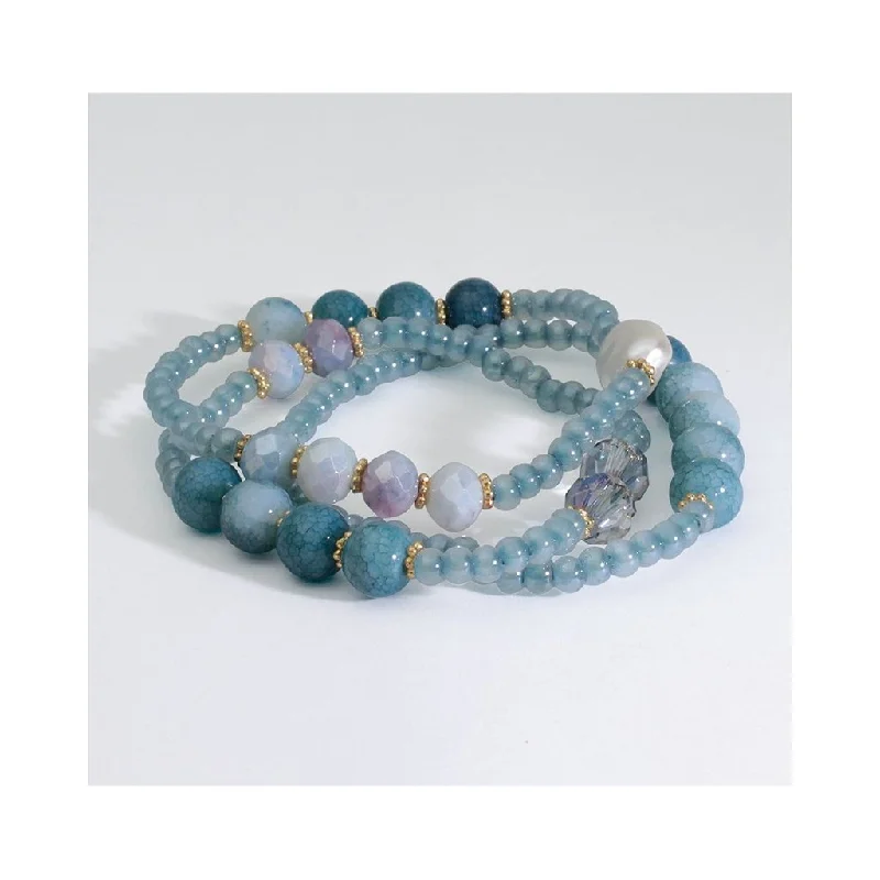 Periwinkle by Barlow : Aquamarine beads with crystal and pearl-Bracelet