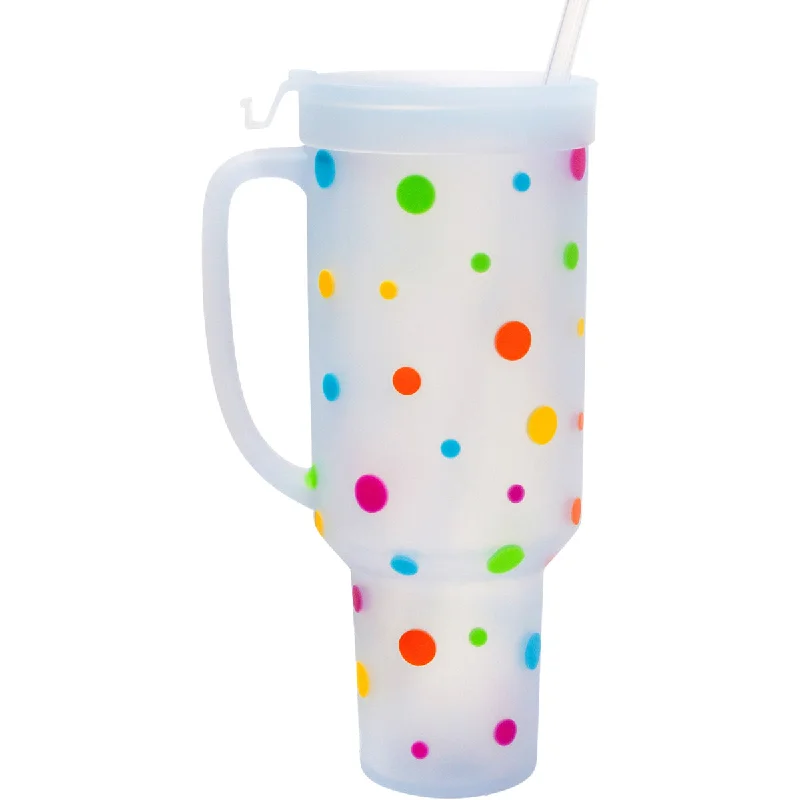 Silipint Silicone 64 oz Polka Dot WTFumbler (Handled straw Tumbler)