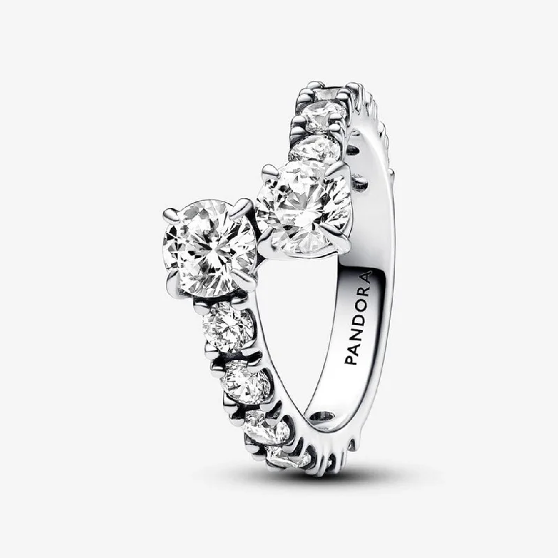 PANDORA : Sparkling Overlapping Band Ring - Sterling Silver