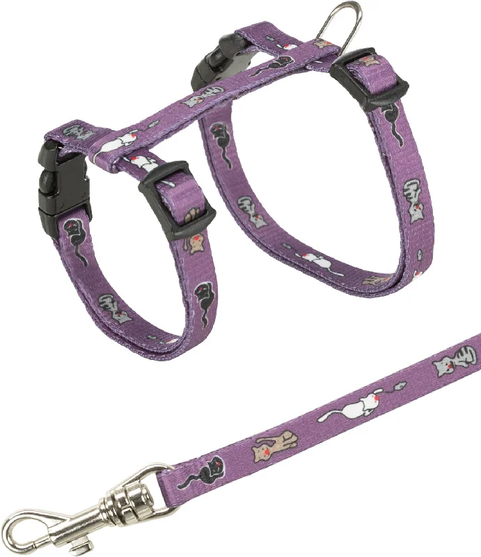 Junior kitten harness with leash, cat motif, 21-33 cm/8 mm, 1.20 m