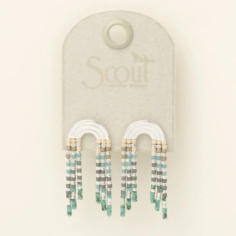 Scout Curated Wears : Chromacolor Miyuki Rainbow Fringe Earring - Turquoise Multi/Silver