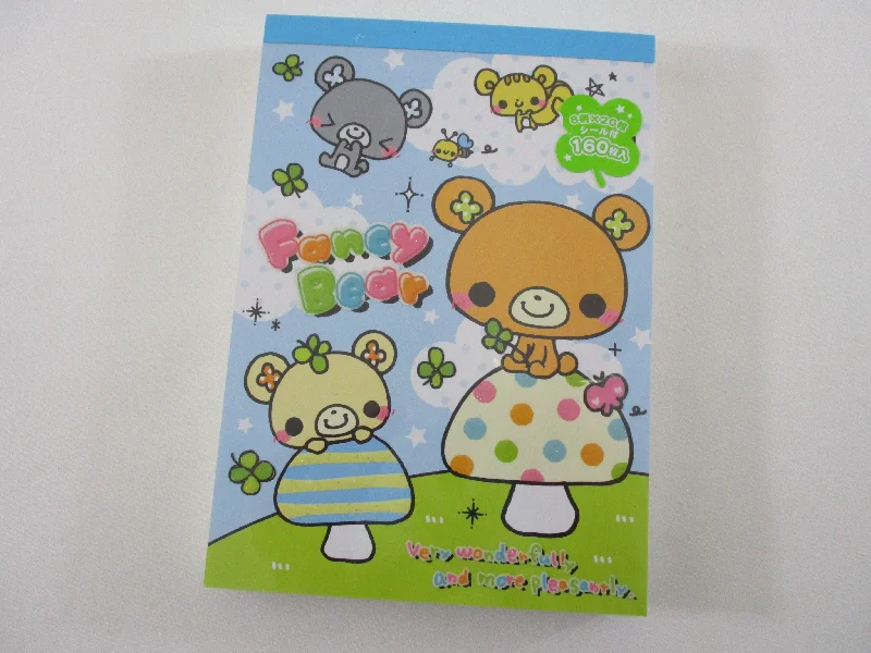 Cute Kawaii HTF Vintage Collectible Crux Bear Mushroom 4 x 6 Inch Notepad / Memo Pad - Stationery Designer Paper Collection