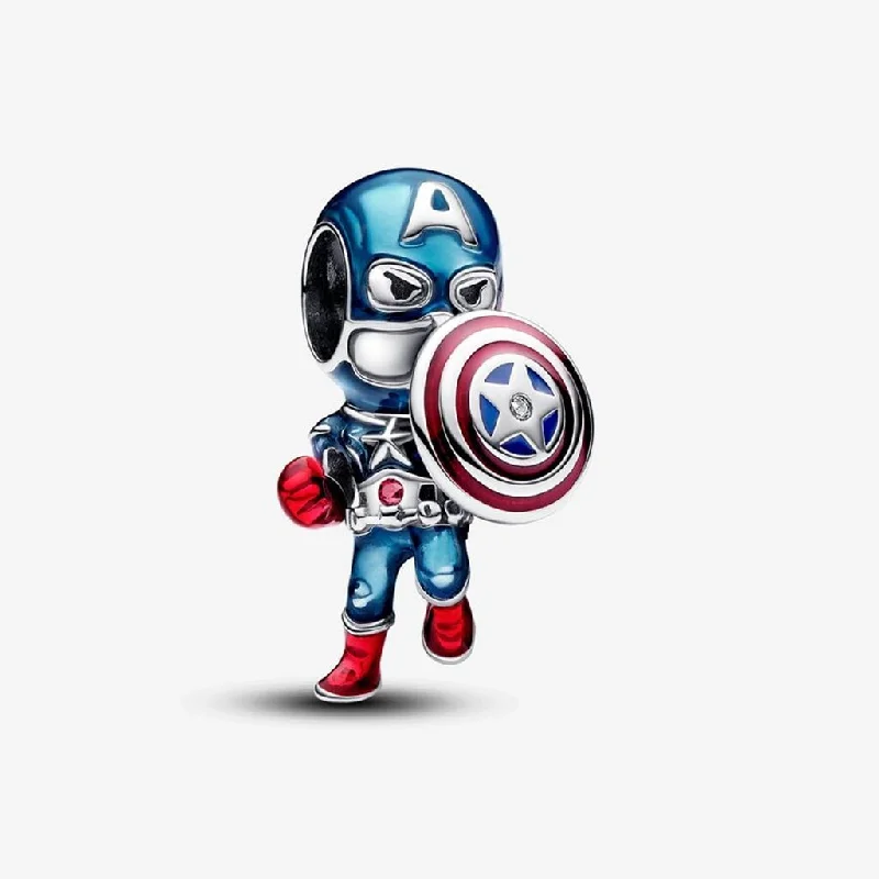 PANDORA : Marvel The Avengers Captain America Charm - Sterling Silver