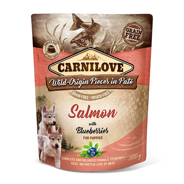 Carnilove Salmon with Blueberries Puppy, Dog Pouches, 300g