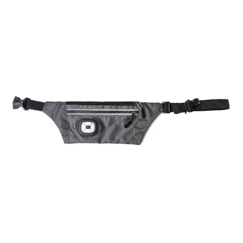 DM Merchandising : Night Scope Sling Bag with Reflective Zippers in Grey