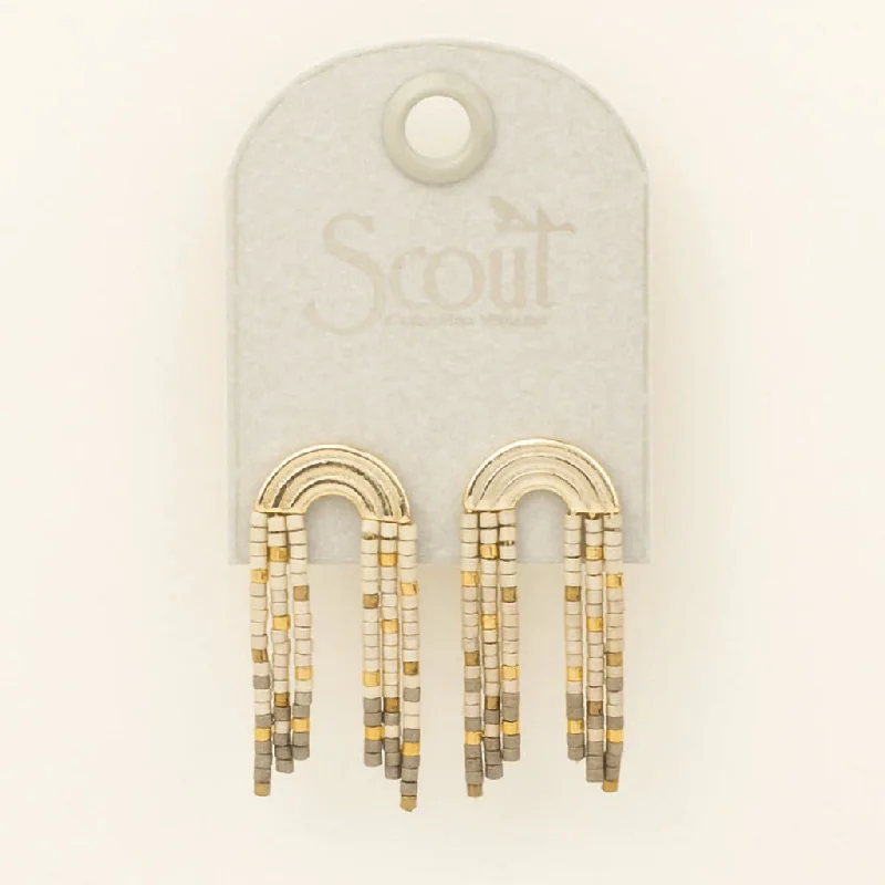 Scout Curated Wears : Chromacolor Miyuki Rainbow Fringe Earring - Pewter Multi/Gold