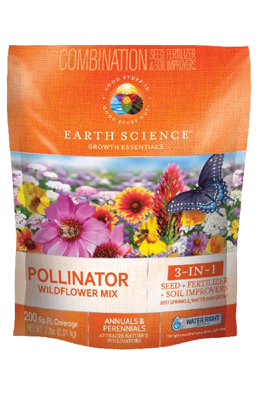 Earth Science 2 lbs. Pollinator All-In-One Wildflower Mix with Seed, Plant Food