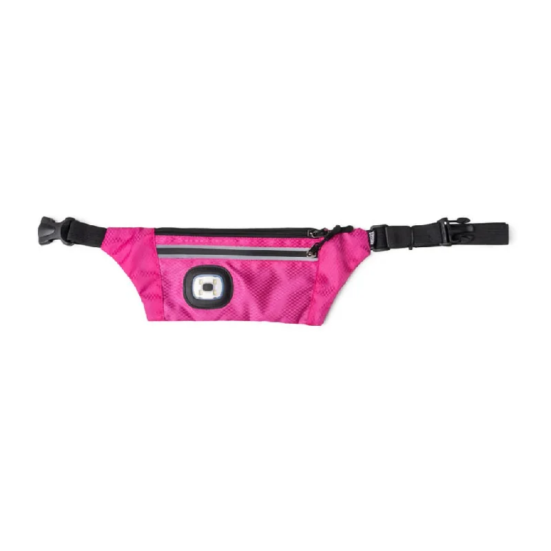 DM Merchandising : Night Scope Sling Bag with Reflective Zippers in Pink