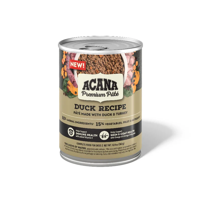 ACANA Premium Adult High-Protein Duck Recipe in Bone Broth Pate Wet Dog Food 12.8oz