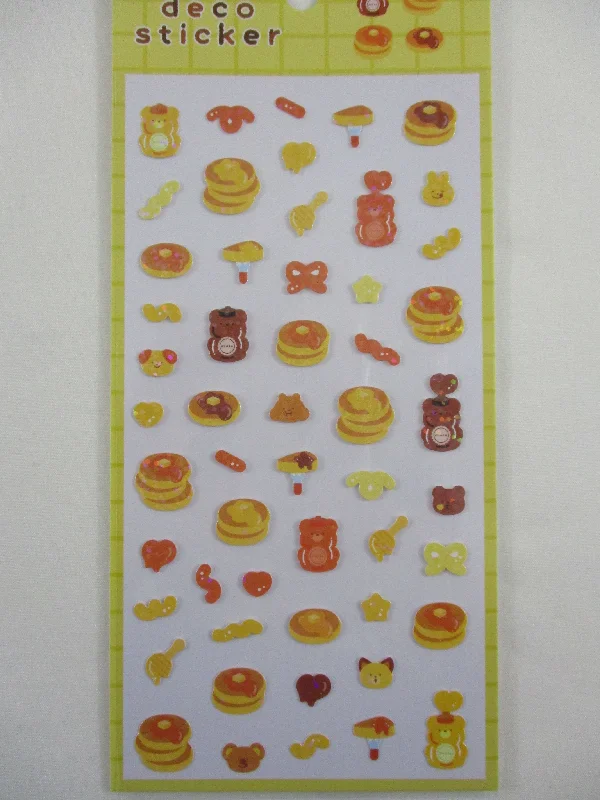 Cute Kawaii World Craft Yumyum Food Series - Sweet Bear Honey Pancake - Sticker Sheet - for Journal Planner Craft