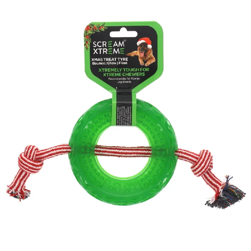 Scream – Xtreme Christmas Treat Tyre – Green with Rope