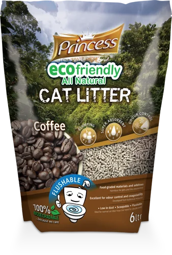 Princess Eco Biodegradable Flushable cat litter, Coffee 6L