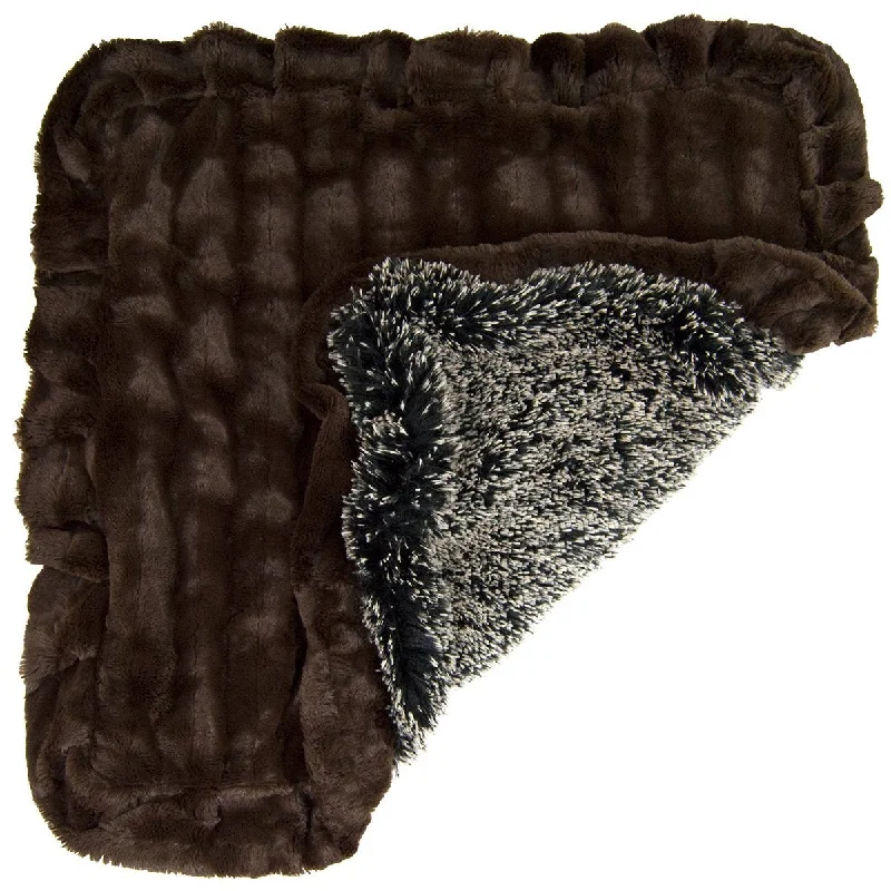 Faux Fur Dog Blanket Frosted Willow/Godiva Brown