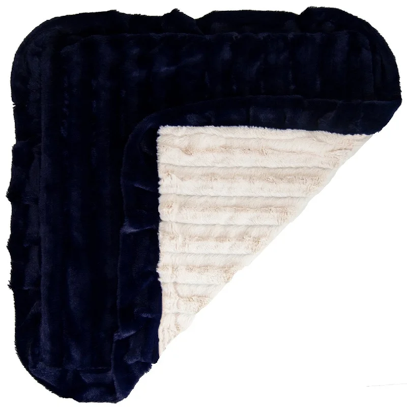 Faux Fur Dog Blanket Midnight Blue/Natural Beauty