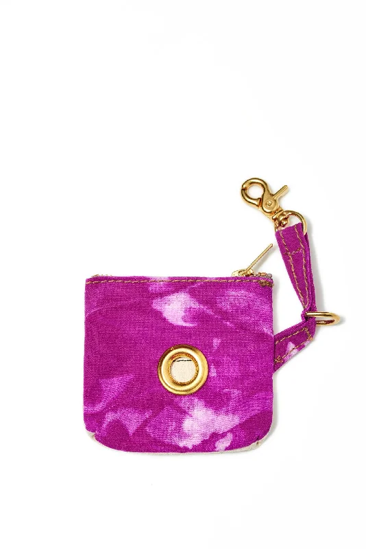 Canvas Poop Bag Pouch: Tie Dye Magenta